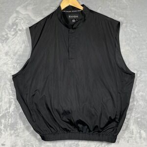FootJoy Mens XL Black Golf Windbreaker Vest Mock Neck Snap Pullover FJ